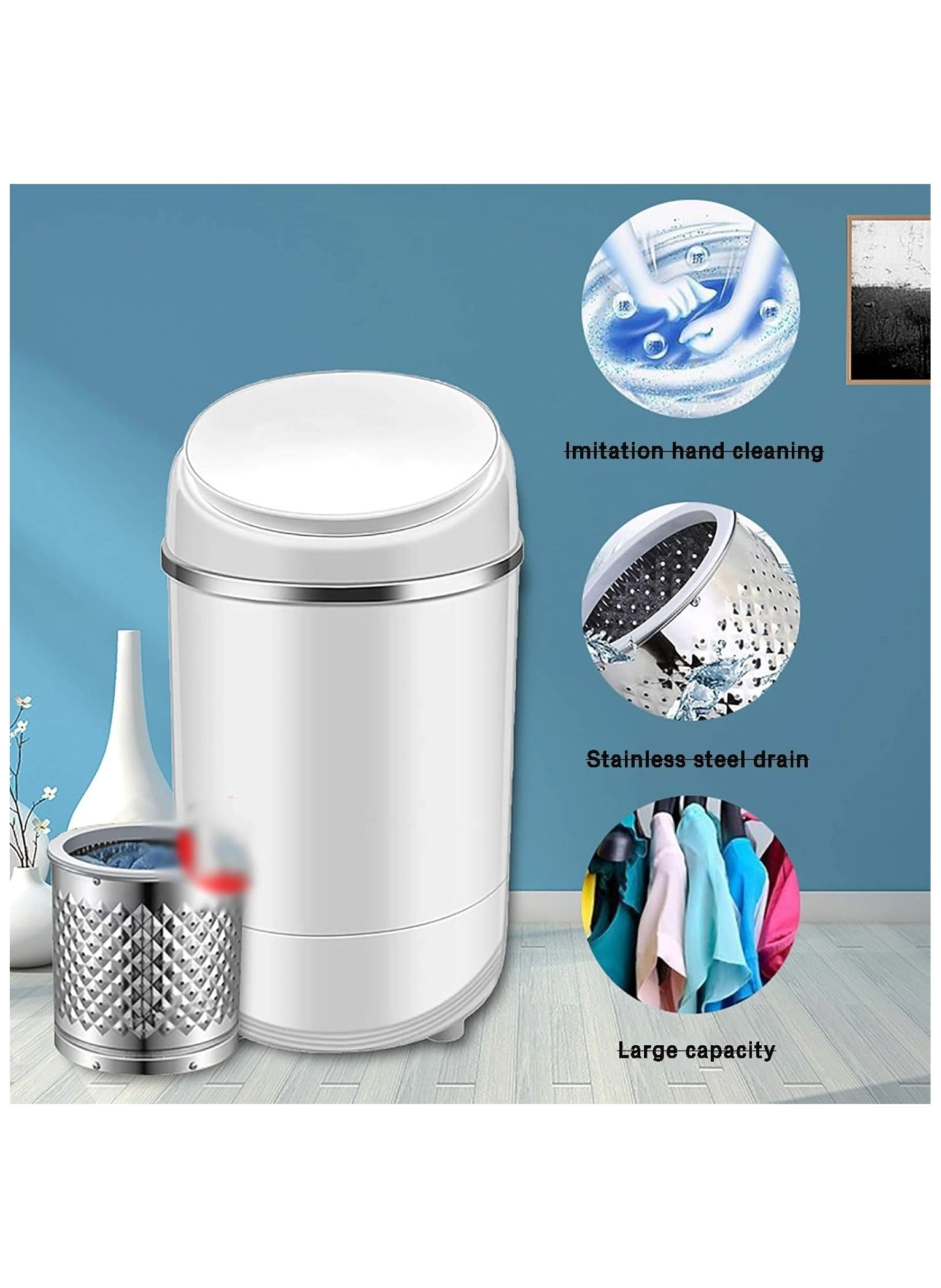 Mini Household Semi-Automatic Washing Machine – Compact Single Tub Washer for Baby Clothes, Kids Clothing, and Small Loads – Desktop Washing Machine for Home, Dorms, and Apartments