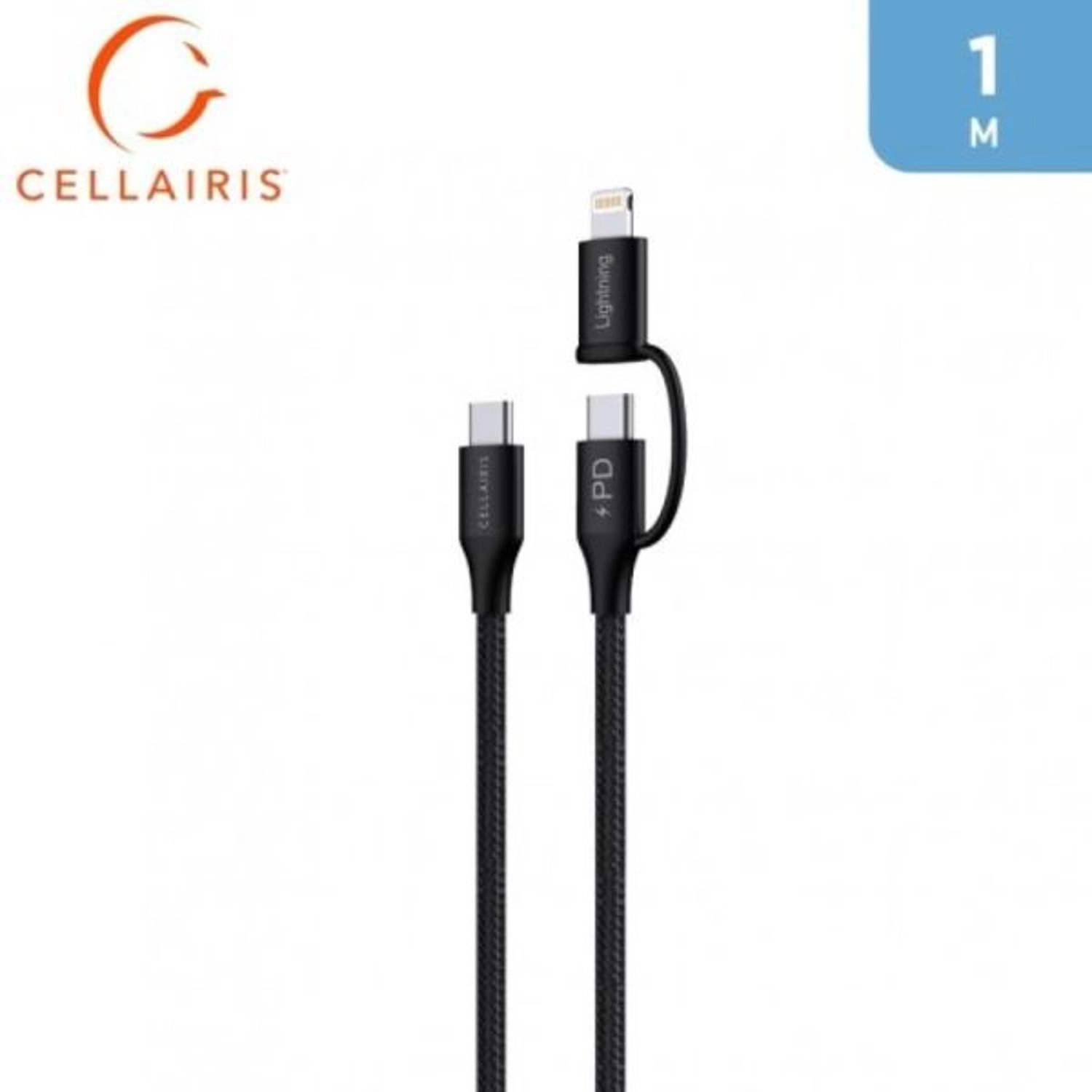 2-in-1 USB Cable USB-C to Lightning 1m