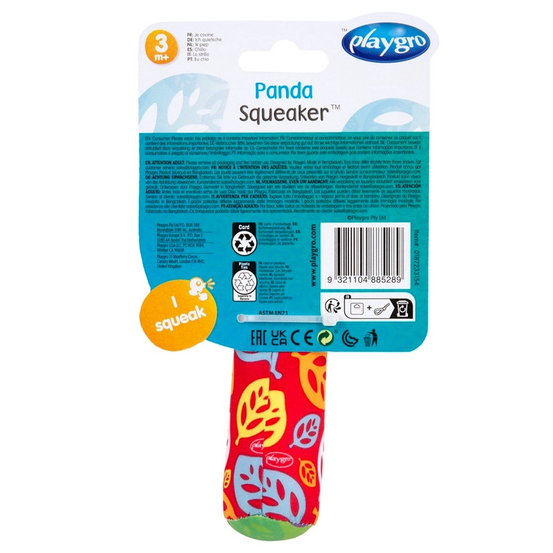 Panda Squeaker Rattle Toy - 3 months 100% Polyester, EVA