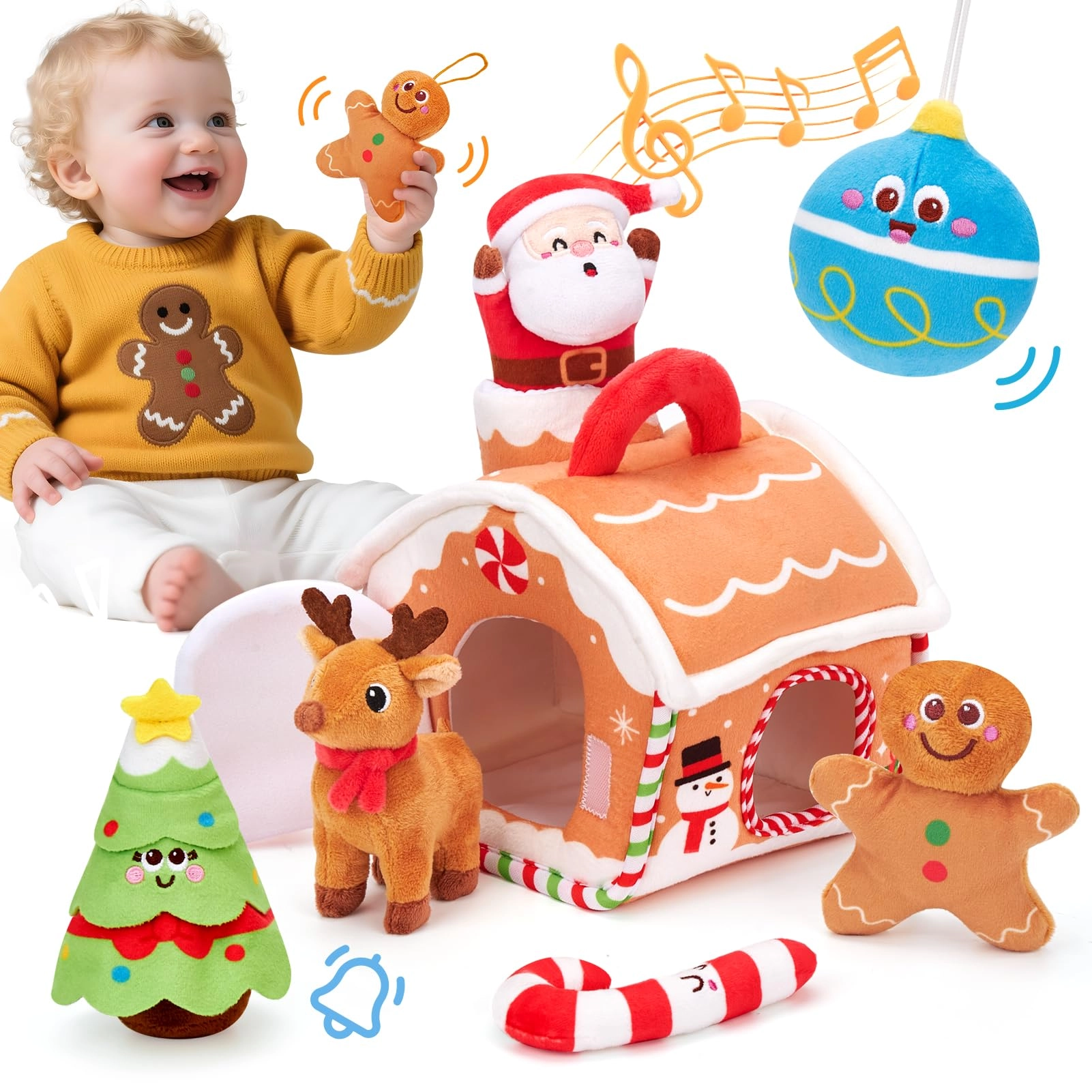 hahaland Musical & Sensory Plush Toy Set - 6-36 MONTHS Polyester Christmas 7