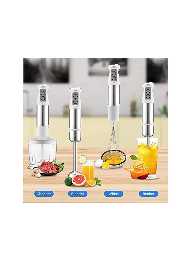 Hand Blender - 4-In-1 (Chopper & Whisk) 6-Speed BPA-Free Attachments