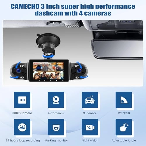 4-Channel Dash Cam - 1080P 30FPS