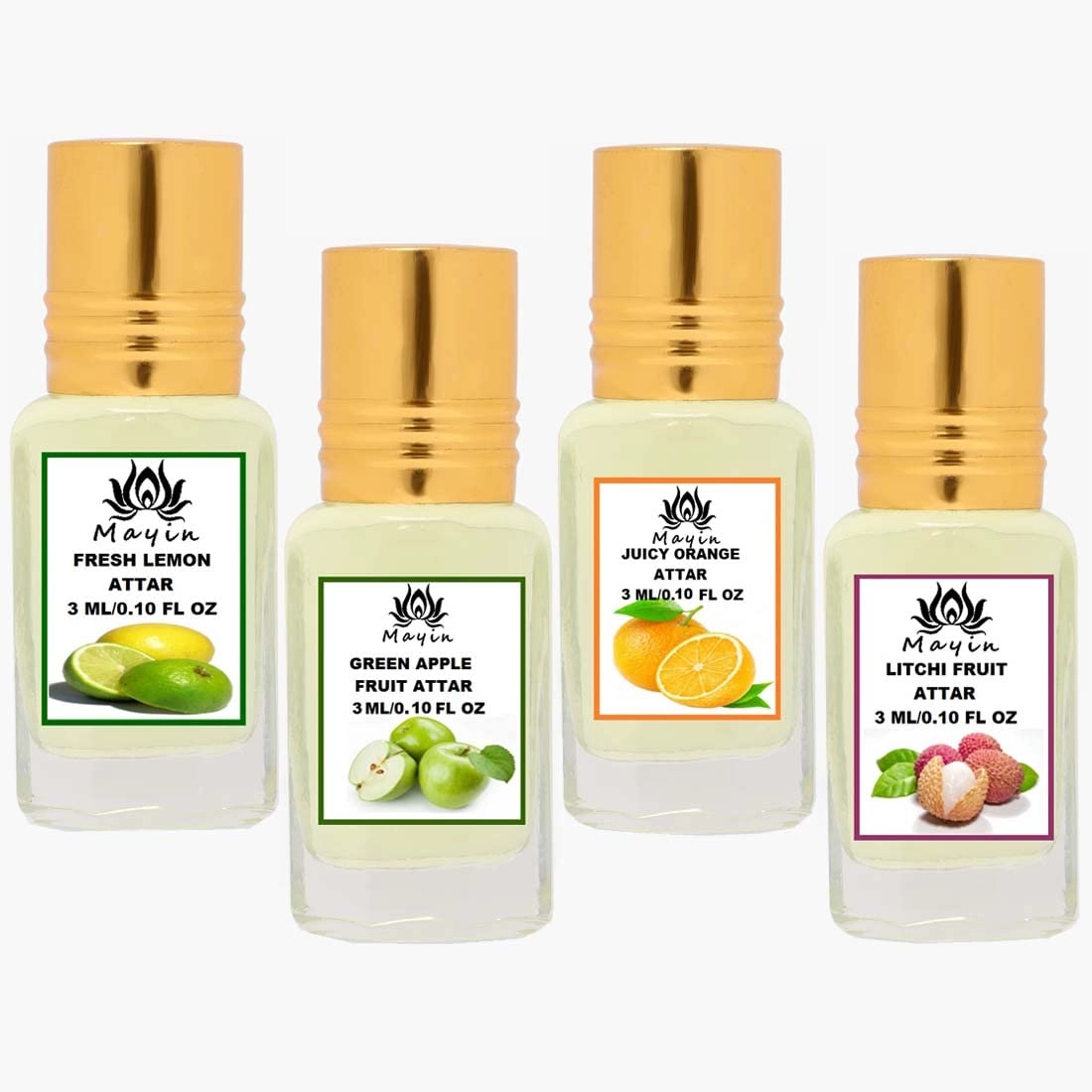 Mayin Fresh Lemon + Green Apple + Juicy Orange + Litchi Fruit - Fruity Pack Of 4