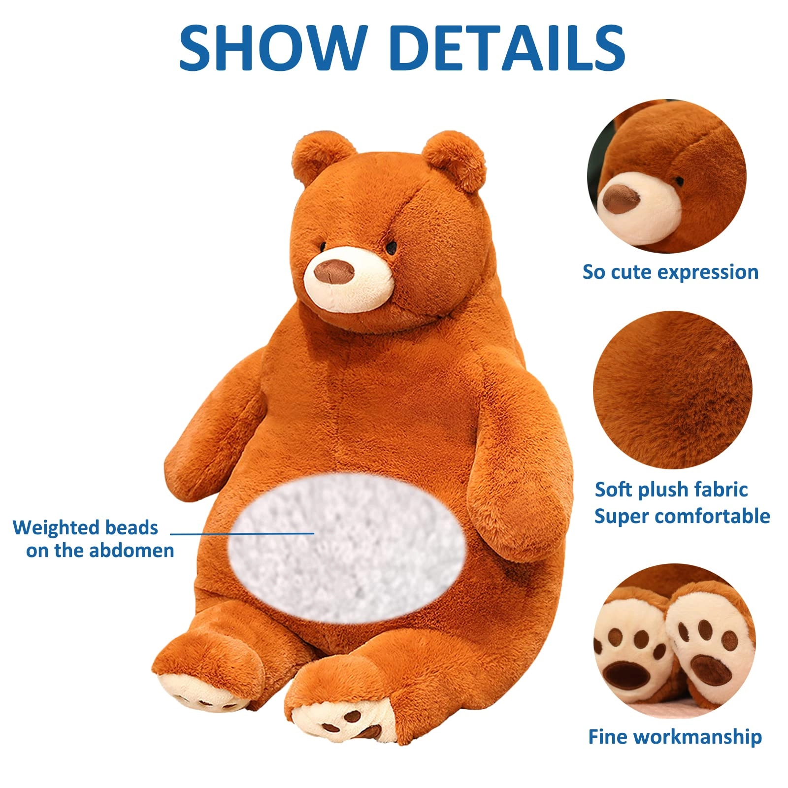 Bear - 43 cm Weighted Plush Brown