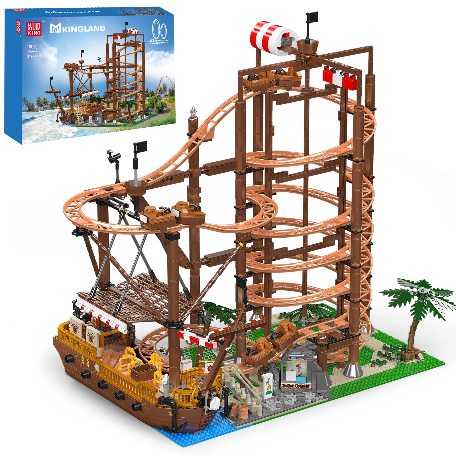 mould king Roller Coaster and Pirate Ship Construction Set (11013) - Amusement Park