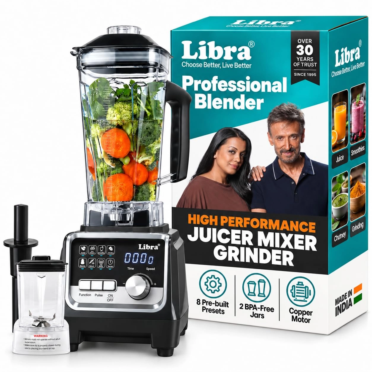 Libra Digital Commercial Blender - Digital control with 8 pre-set functions, BPA-free jars