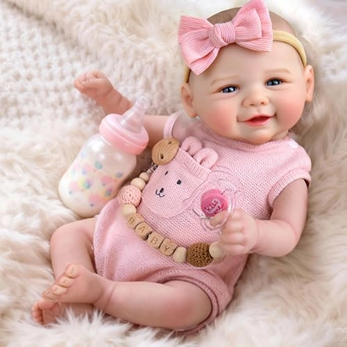 Reborn Baby Doll - 20'' Vinyl Pink Rabbit Jumpsuit Ages 3+
