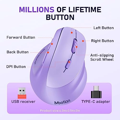Ergonomic Vertical Mouse - Bluetooth, USB