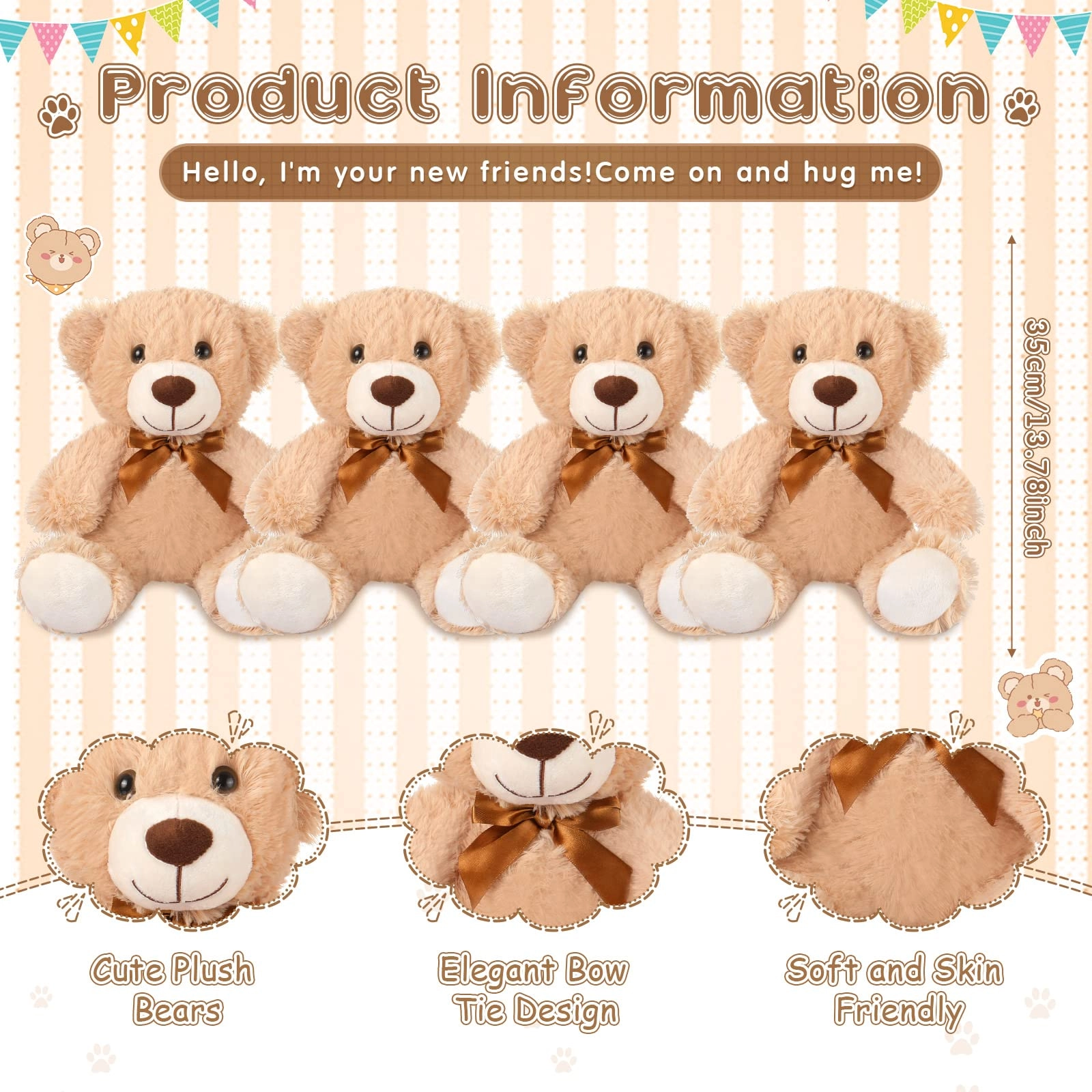 Teddy Bears - 35 cm 4 Pack