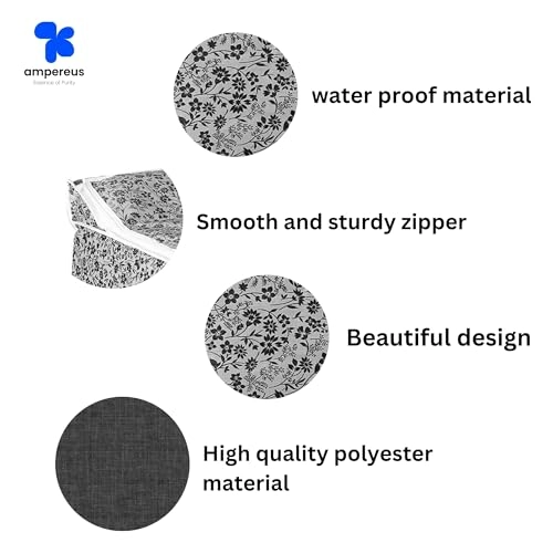 Top Load Washing Machine Cover - Compatible for LG 7.2 Kg 7.5 Kg 55cms X 55cms X 85cms Black & Grey