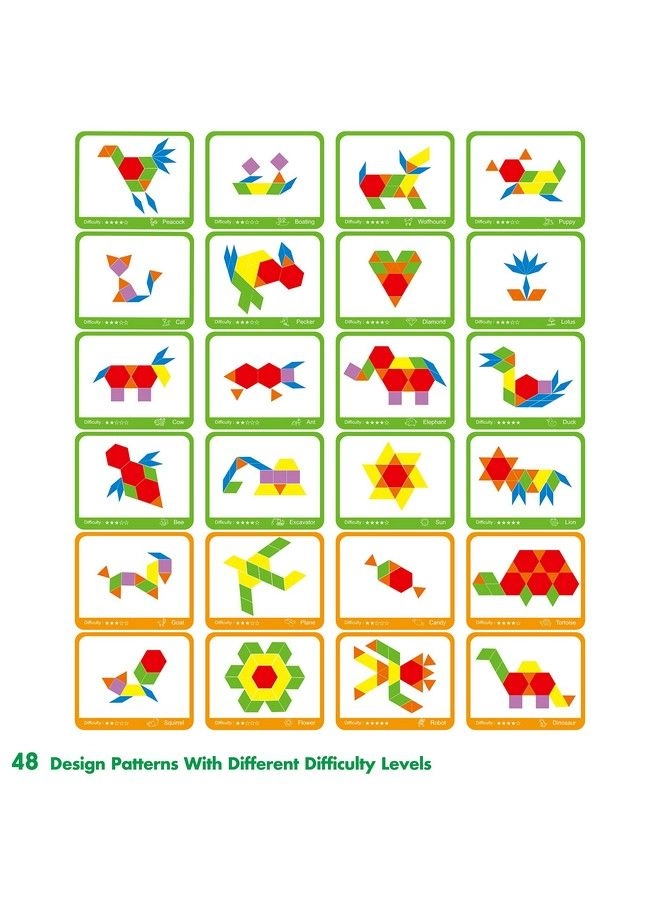Wooden Pattern Blocks Set - 300 pieces