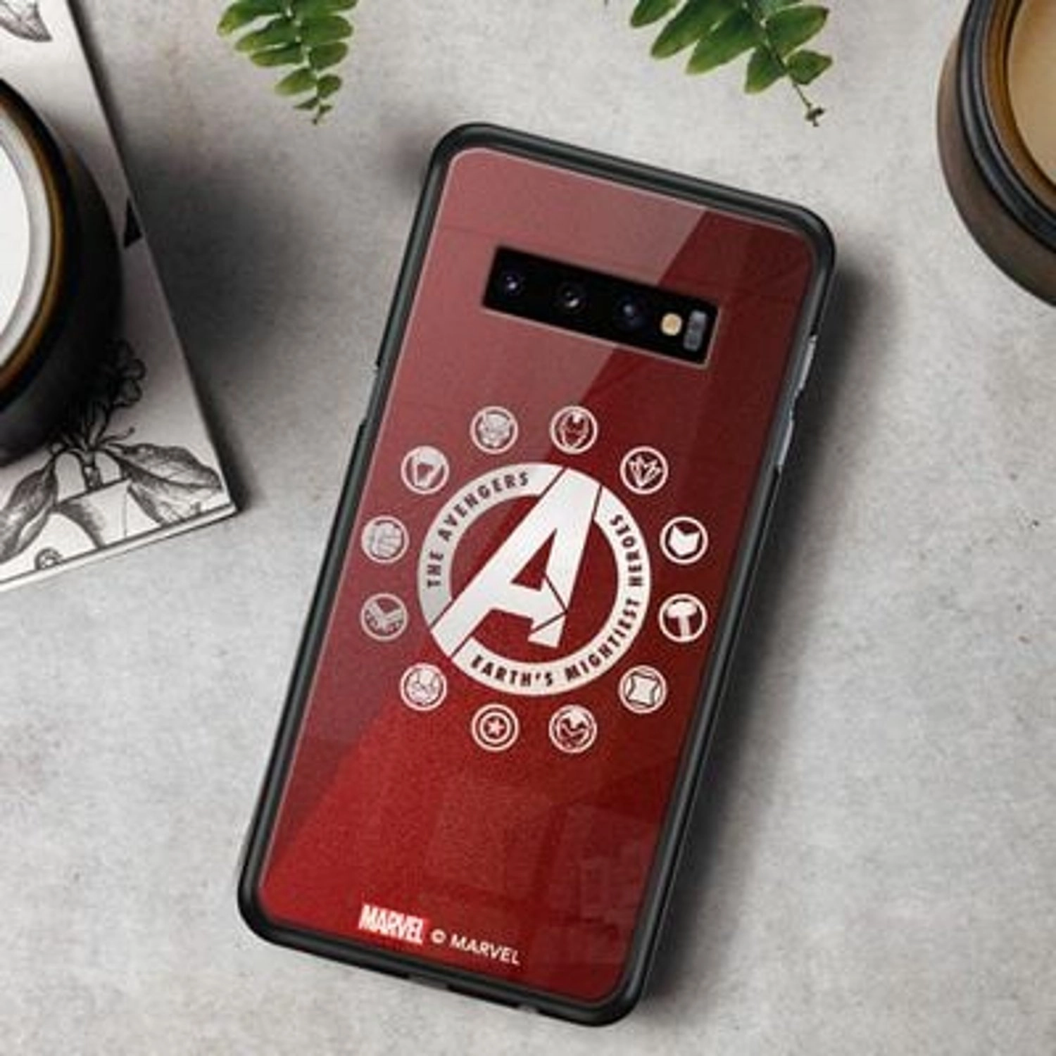Avengers Character Logos Back Case for Galaxy S10 Plus