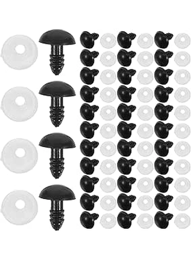 SUPVOX Plastic Safety Eyes - 100 Sets 12mm Black With Washers