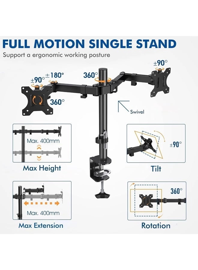 Dual Monitor Arm - 2 13-27 inch 75x75 mm 100x100 mm