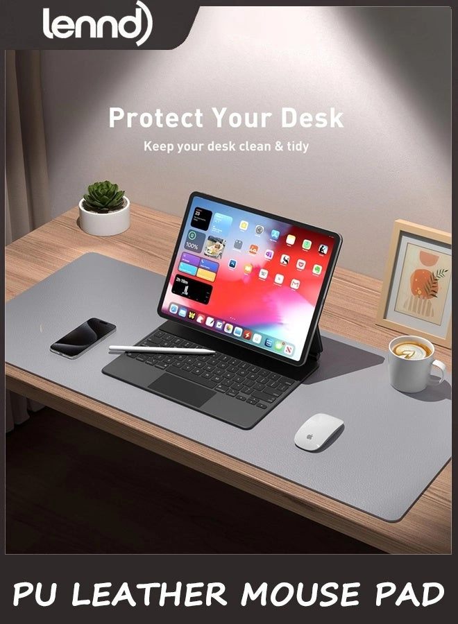 Non-Slip Large PU Leather Office Mouse Pad - 80x40 cm