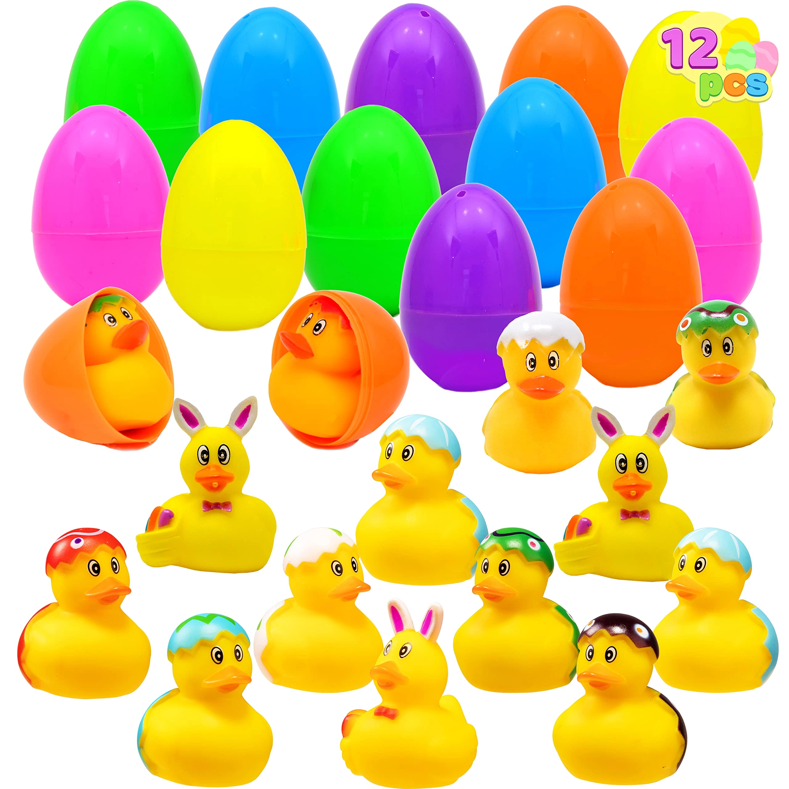Joyin US Corp Filled Easter Eggs - 12 Pcs Rubber Duck Multicolor