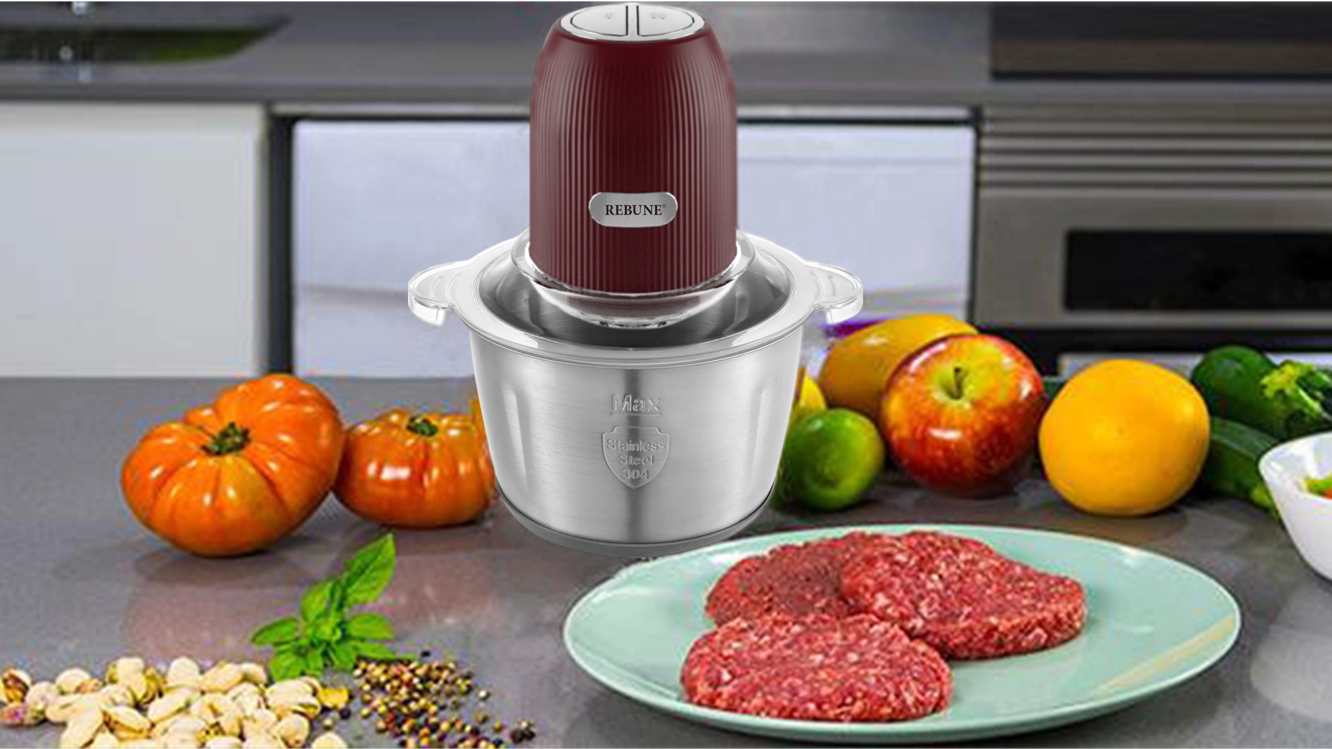 Vertical Stainless Steel Chopper Mincer - 2L 350W