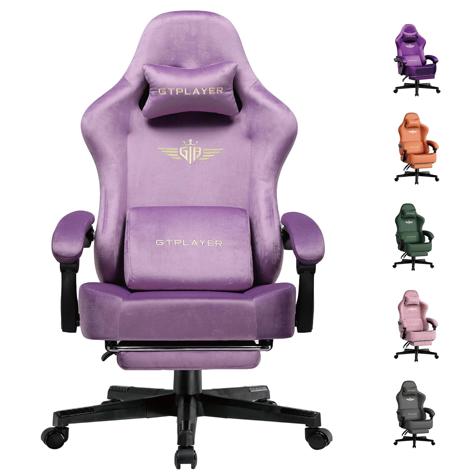 Fabric Gaming Chair - Ergonomic Footrest
