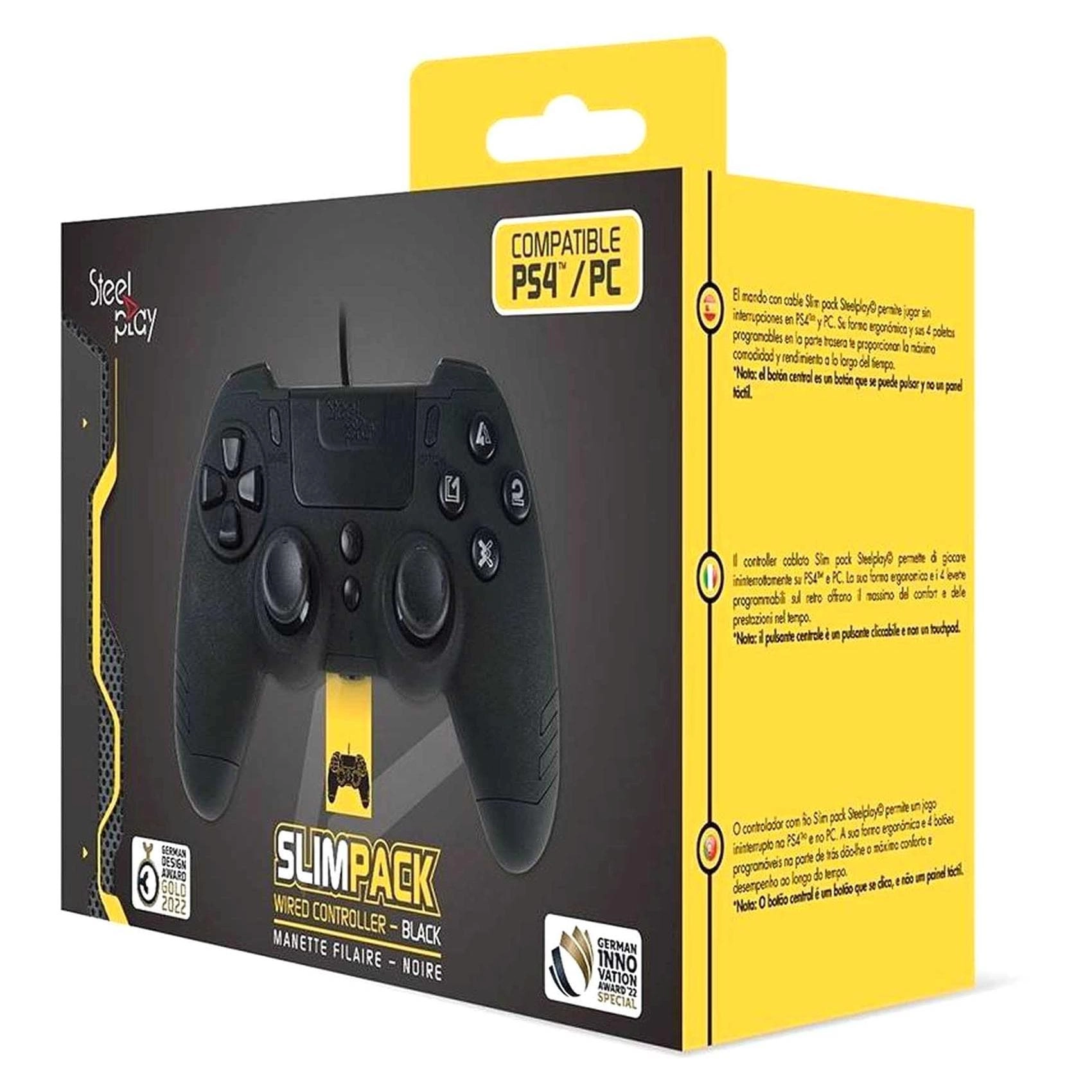 PS4/PC Slimpack Wired Controller - Black
