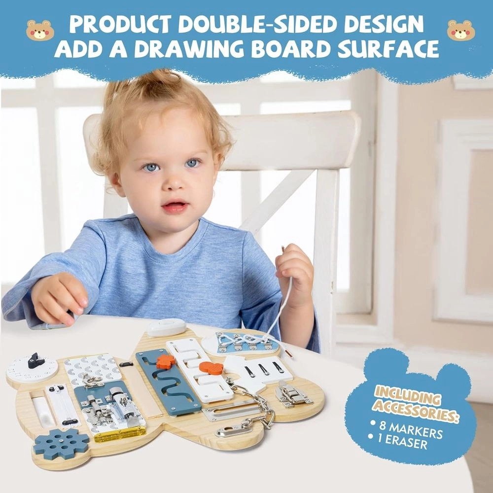 14 In 1 Wooden Busy Board - 3 +