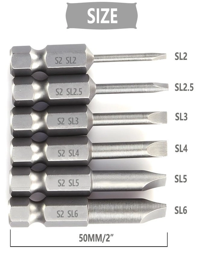 Magnetic Slotted Screwdriver Bit Set - 12 Pieces 1/4 Inch Hex Shank 2 Inch