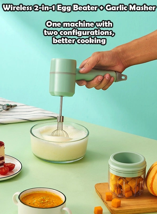Wireless Electric Egg Beater and Handheld Meat Grinder - 250ml