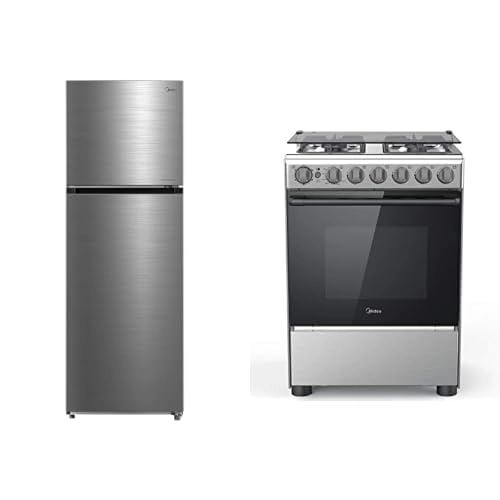 Midea Double Door Freestanding Refrigerator + Freestanding Cooker