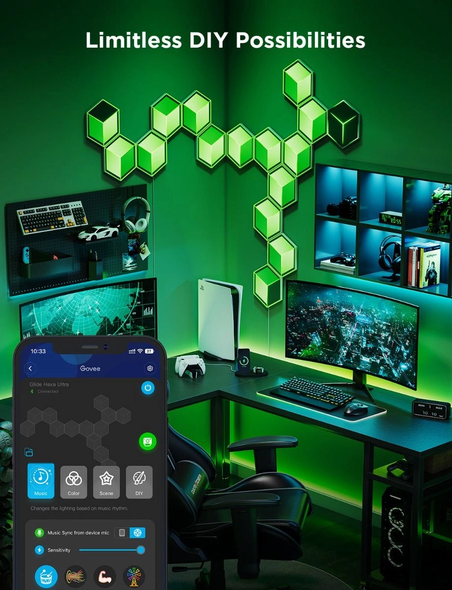 Glide Hexagon Light Panels - Ultra Meteor Grey Pack Of 7