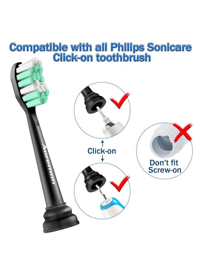 Replacement Brush Heads - Compatible with Philips Sonicare 8 Count Black