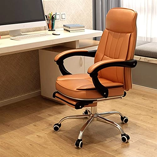 Desk Chair - PU Leather Brown High Back