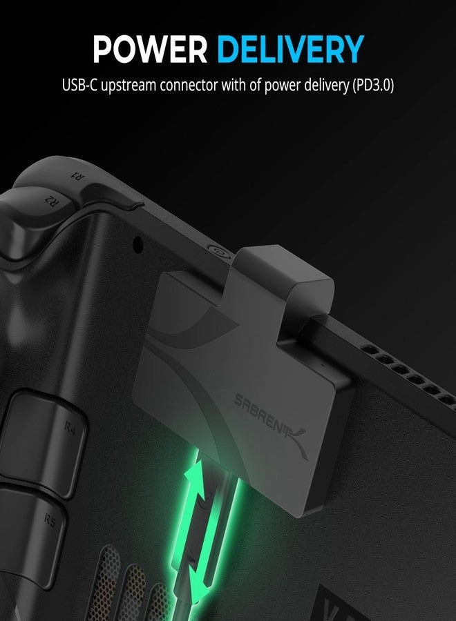 USB Type-C 3-Port Gaming Hub - 5Gbps USB 3.2 PD Charging for Steam Deck