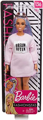 Barbie Fashionistas - #136 Long Rainbow Hair Sweatshirt Dress Ages 3+