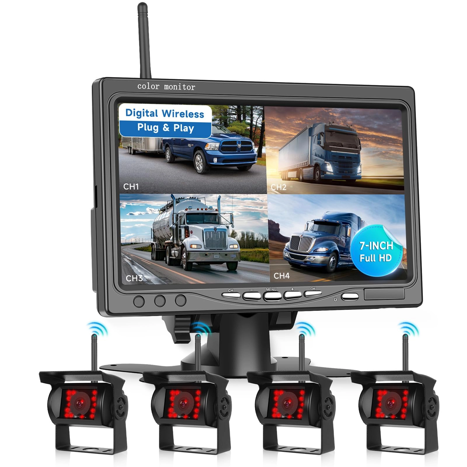 Hodozzy Wireless Backup Camera + IPS Display - IR Night Vision Wireless 1080P