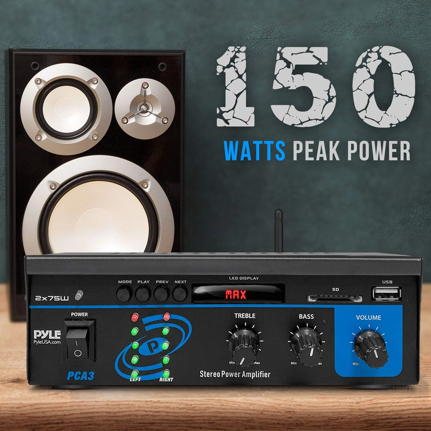 Home Audio Power Amplifier System - 2 channels 2x75 WATT