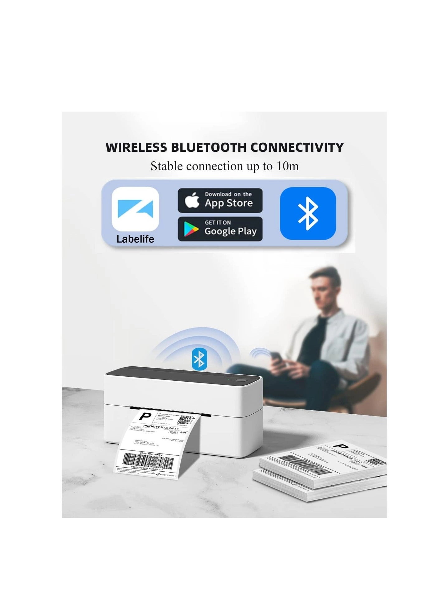 Bluetooth Thermal Shipping Label Printer - 4x6