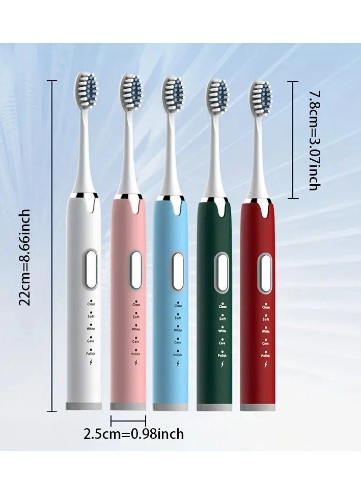 28000 VPM Electric Toothbrush - 6-Speed Rechargeable USB 4/8 Replaceable Brush Heads