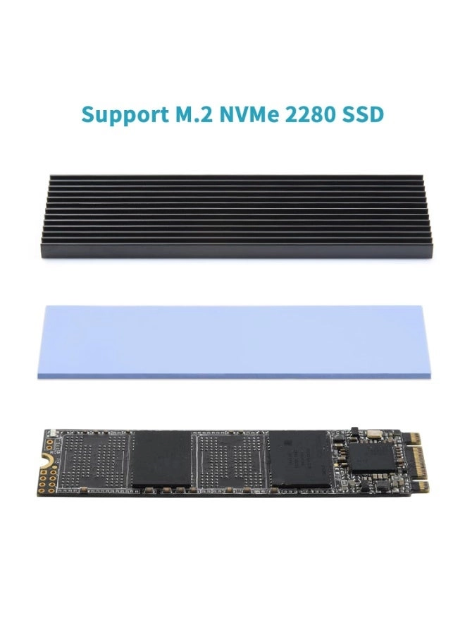 M.2 Heatsink Nvme - 2280 Thermal Silicone Pads 2 Black Rubber Straps