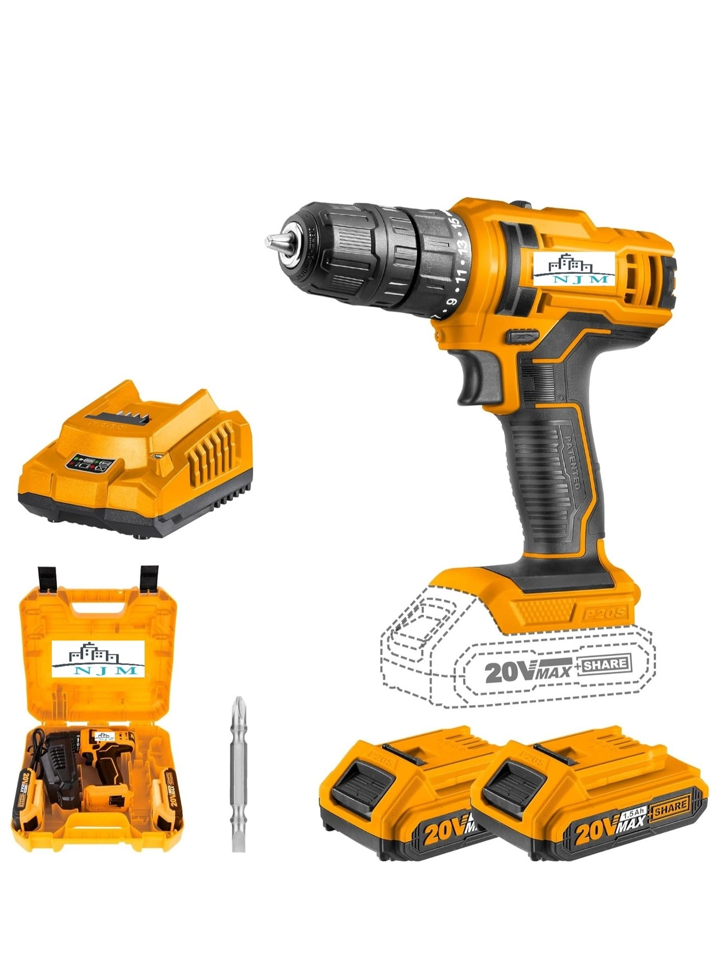 NJM Cordless Chargeable Drill Machine - 12v Set