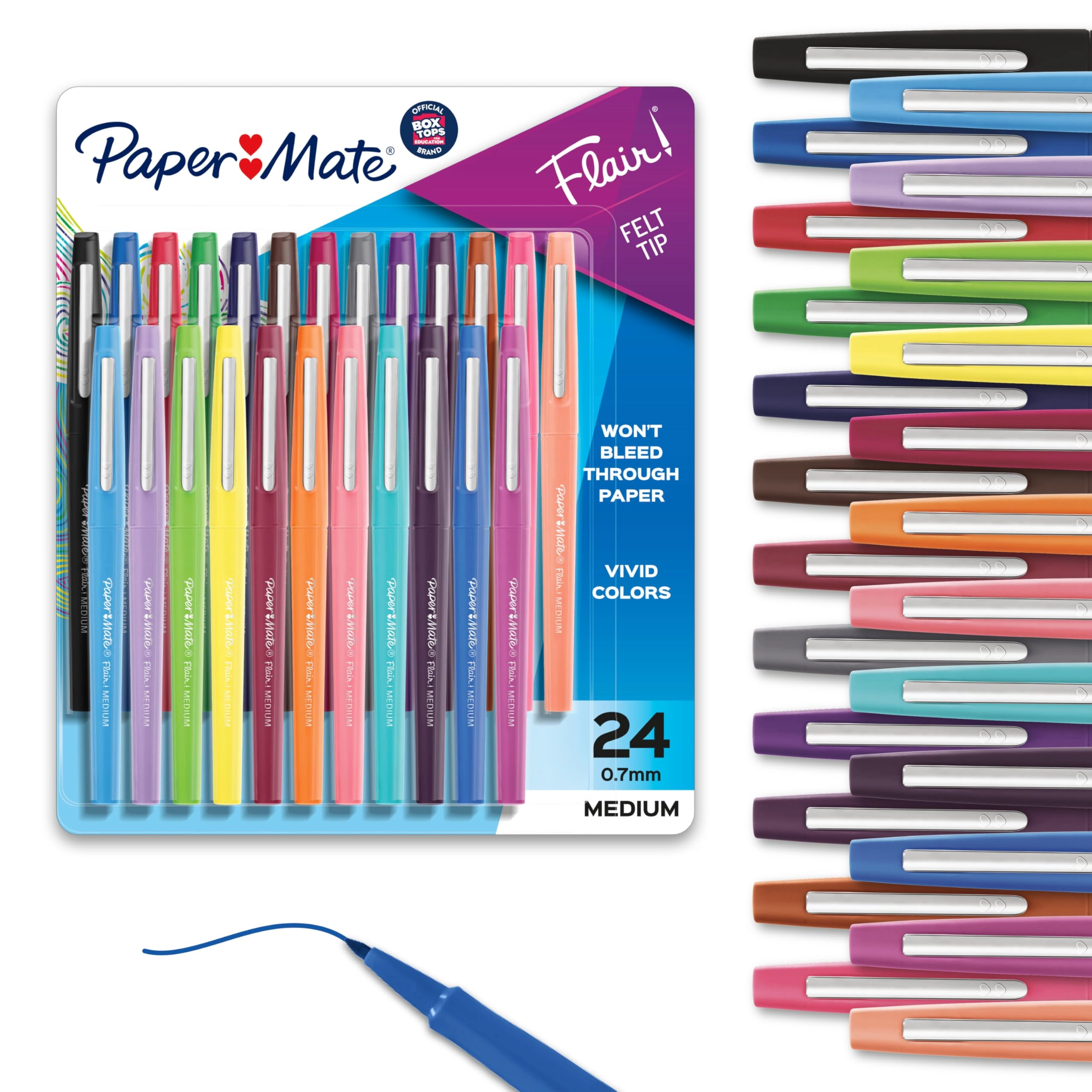Flair Felt Tip Pens - 24 Assorted 0.7mm