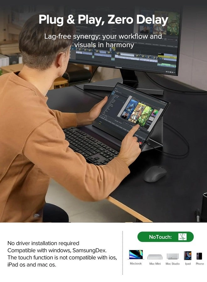 Portable Monitor Touchscreen - FHD 1080P 15.6 Inches