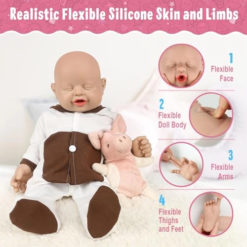 Sleeping Baby Doll - 16 inch Silicone Girl Skin Color Ages 3+