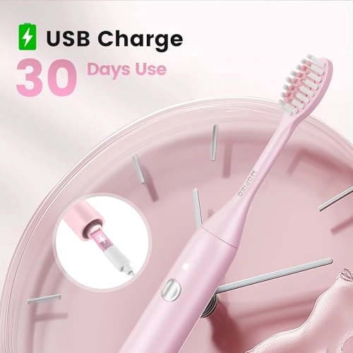 Sonic Electric Toothbrush - Pink USB Travel-friendly