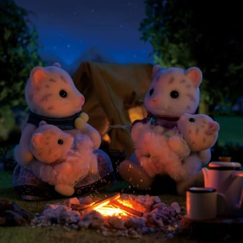 Snow Panther Family - Miniature Animal Figurines (5814) 4 pcs