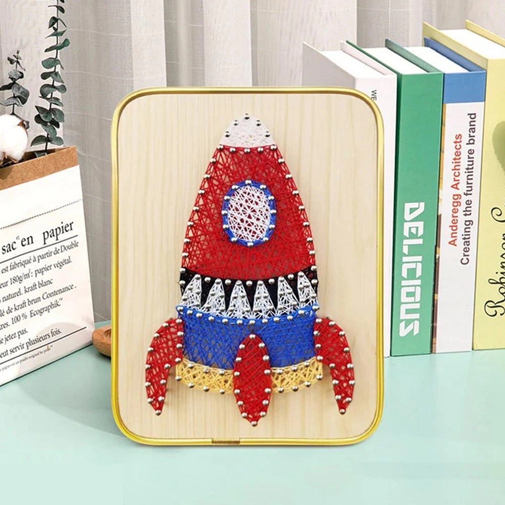 DIY Craft Kit with String Art Pattern - Rocket - 6+ years