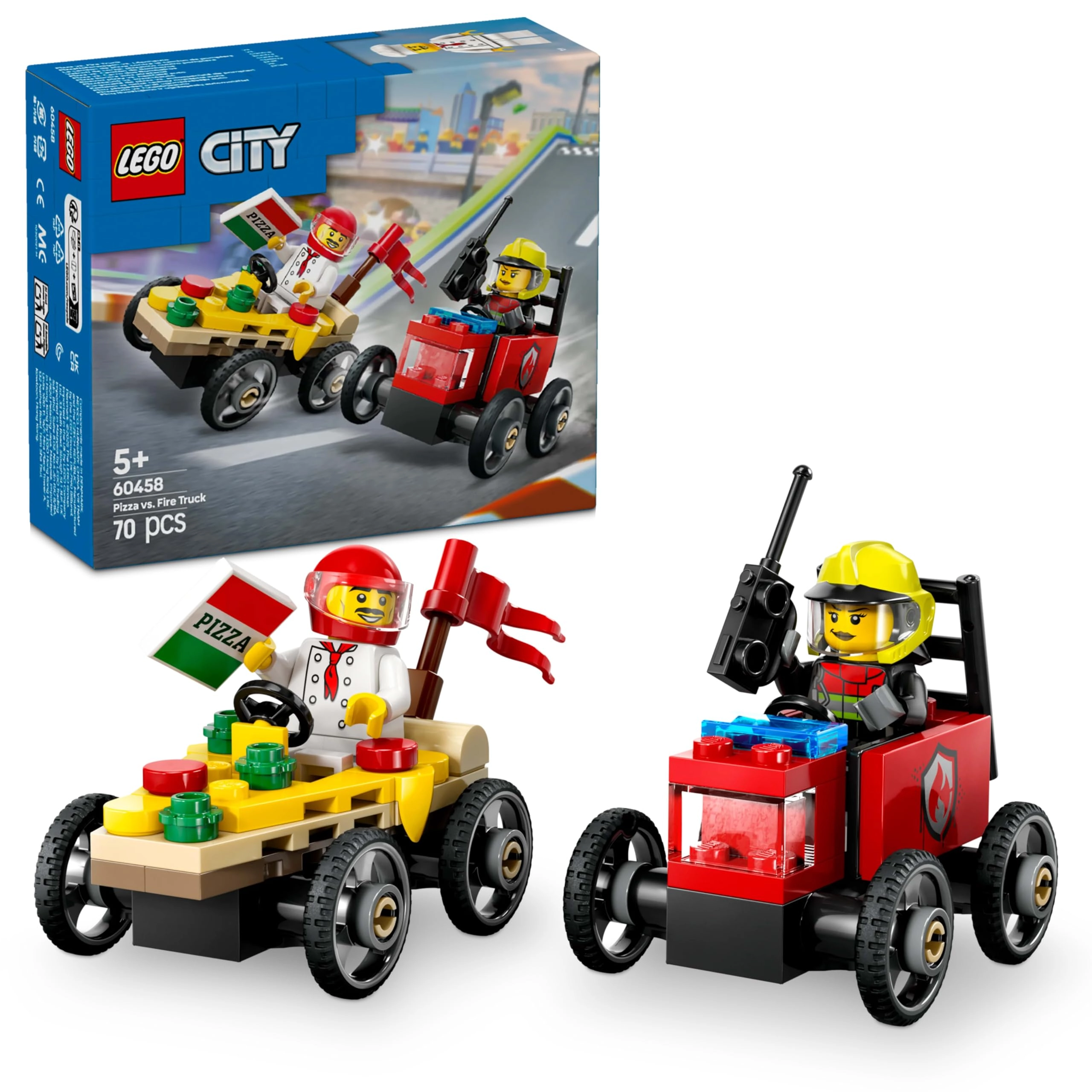 City Pizza vs. Fire Truck Race Car Pack (60458) - Vehicle