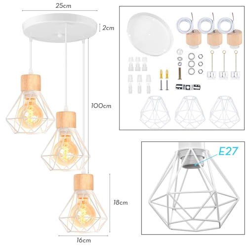 Pendant Lamp - 3-Bulb E27 16 cm