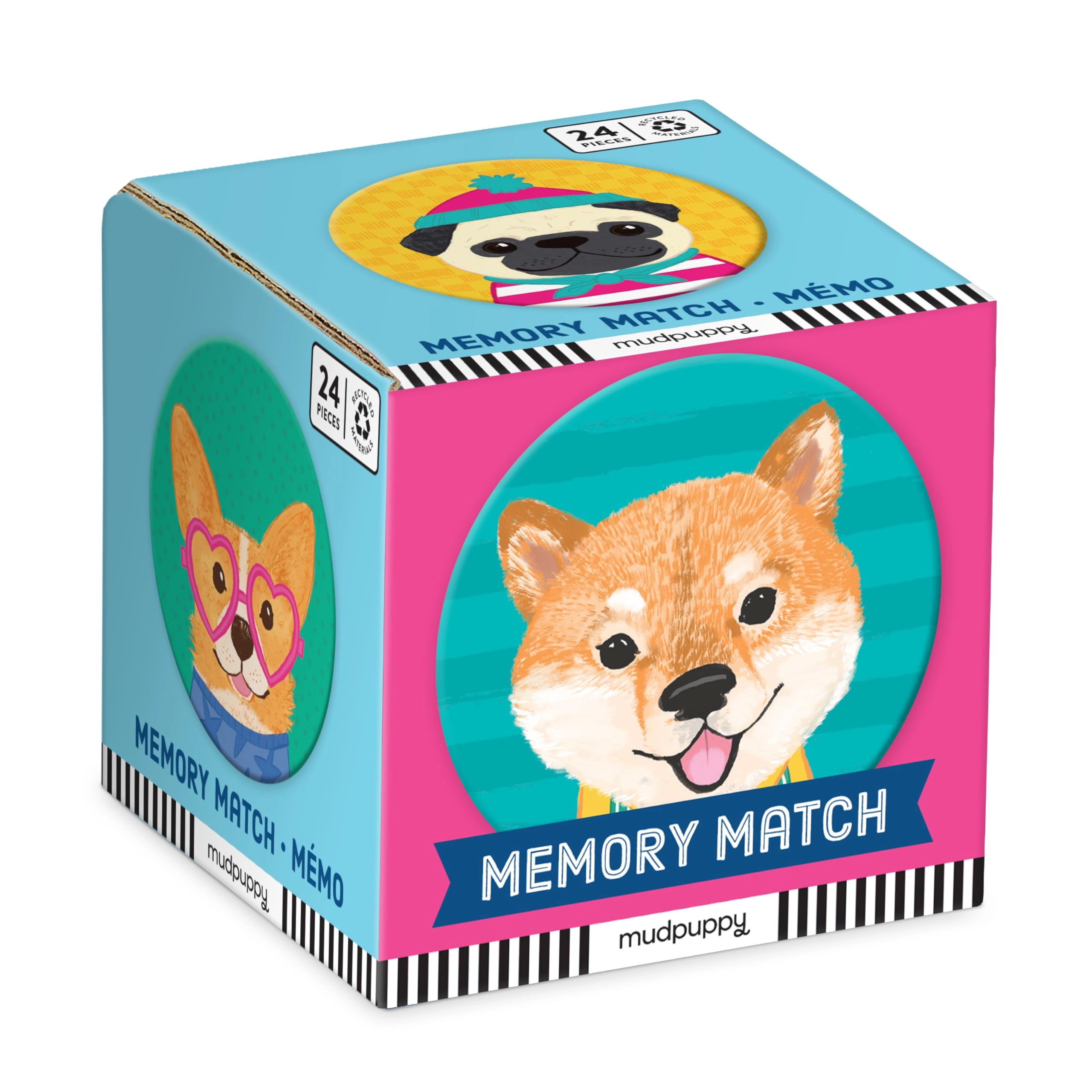 Mudpuppy Dog Portraits Mini Memory Match - 3 years and up 24 pieces