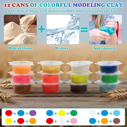 Modelling dough & tool set - 3+ years 12 colors 30 pcs