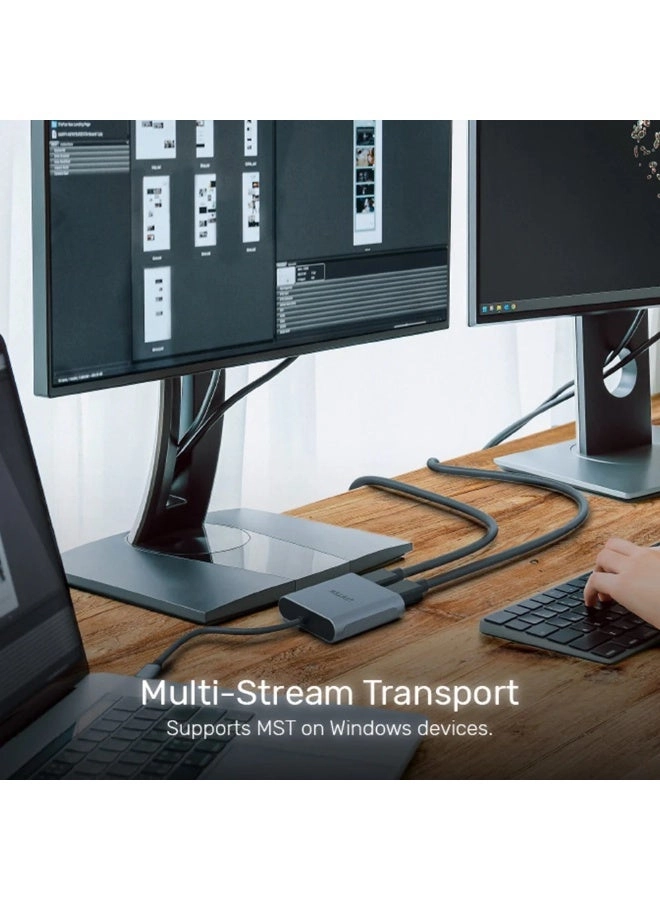 USB-C to Dual DisplayPort Adapter - 8K 7680x4320@60Hz Dual 4096x2160@60Hz