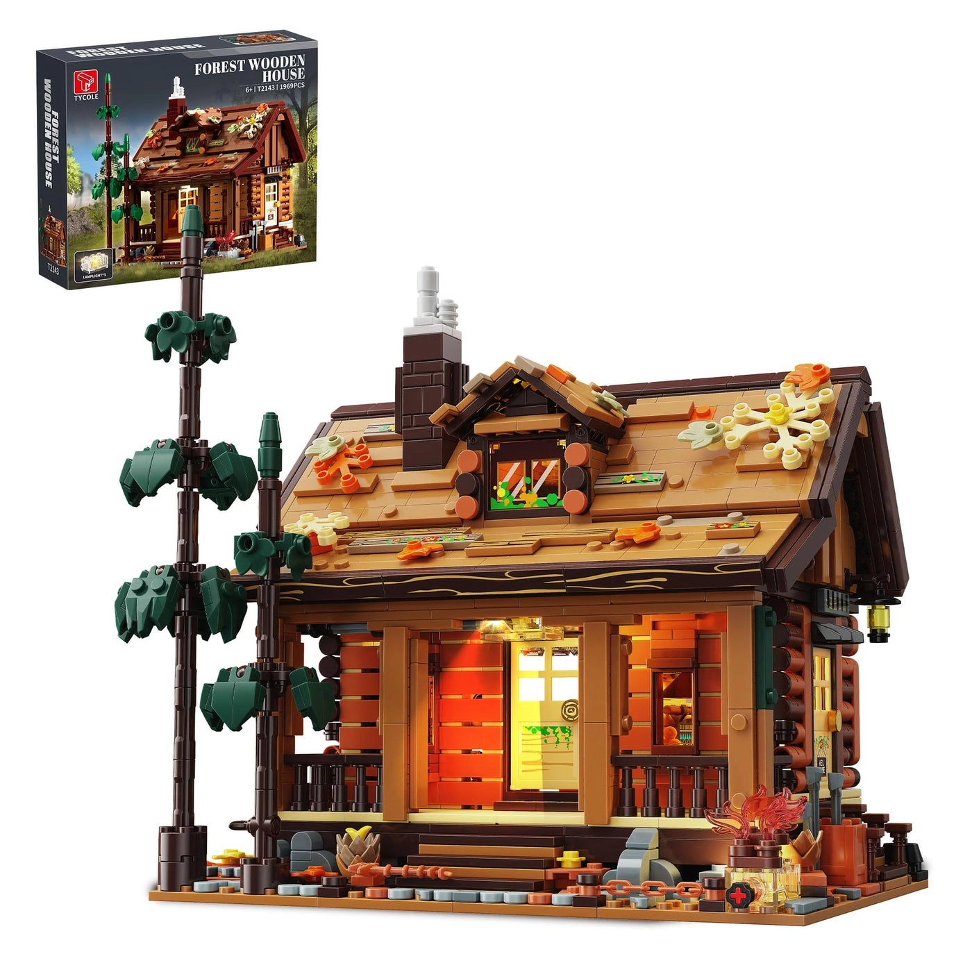 Wood Cabin Building Blocks - 1800 pcs